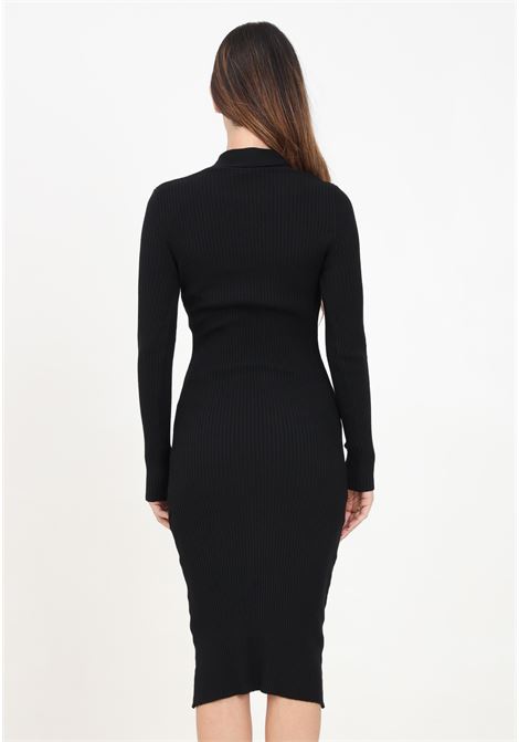 Women's black midi dress with decorative detail that resembles a tie SIMONA CORSELLINI | A24CPABE03-01-C02600010003